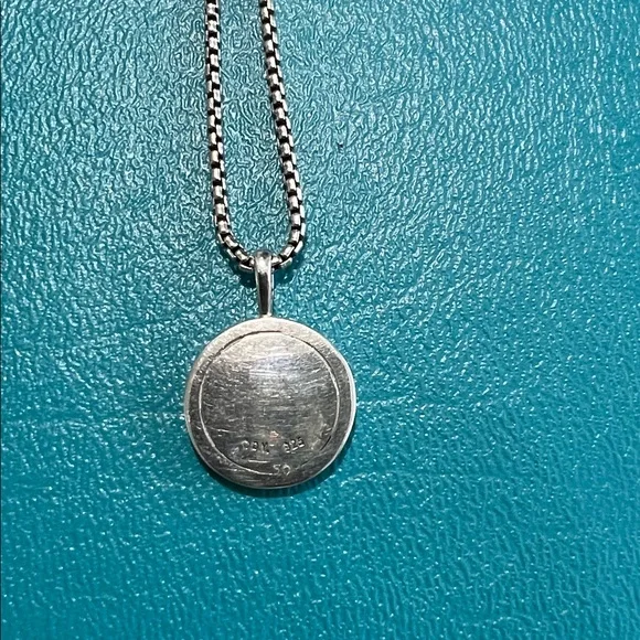 David Yurman Sterling Silver Pink Sapphire Heart Charm Necklace - Picture 4 of 5